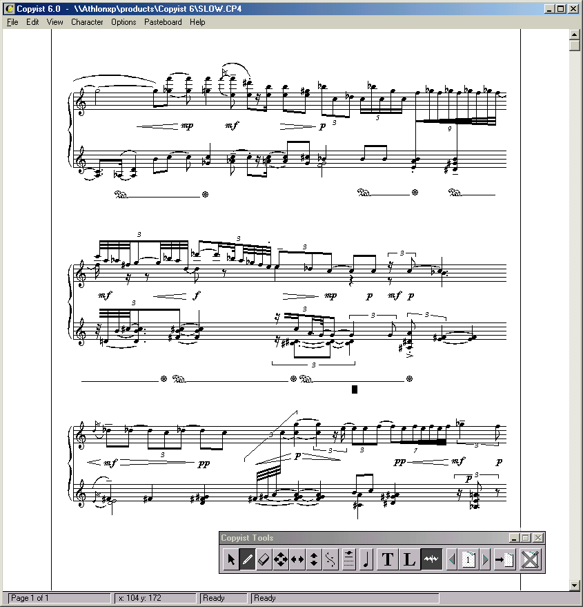 Copyist - Graphical music notation software.