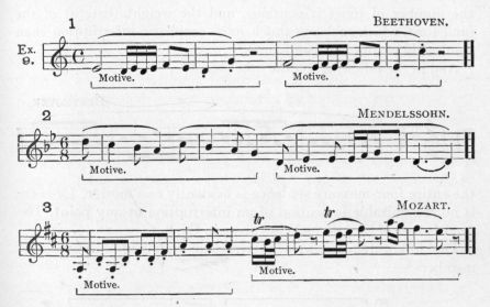 Example 9.  Fragments of Beethoven, Mendelssohn, and Mozart.
